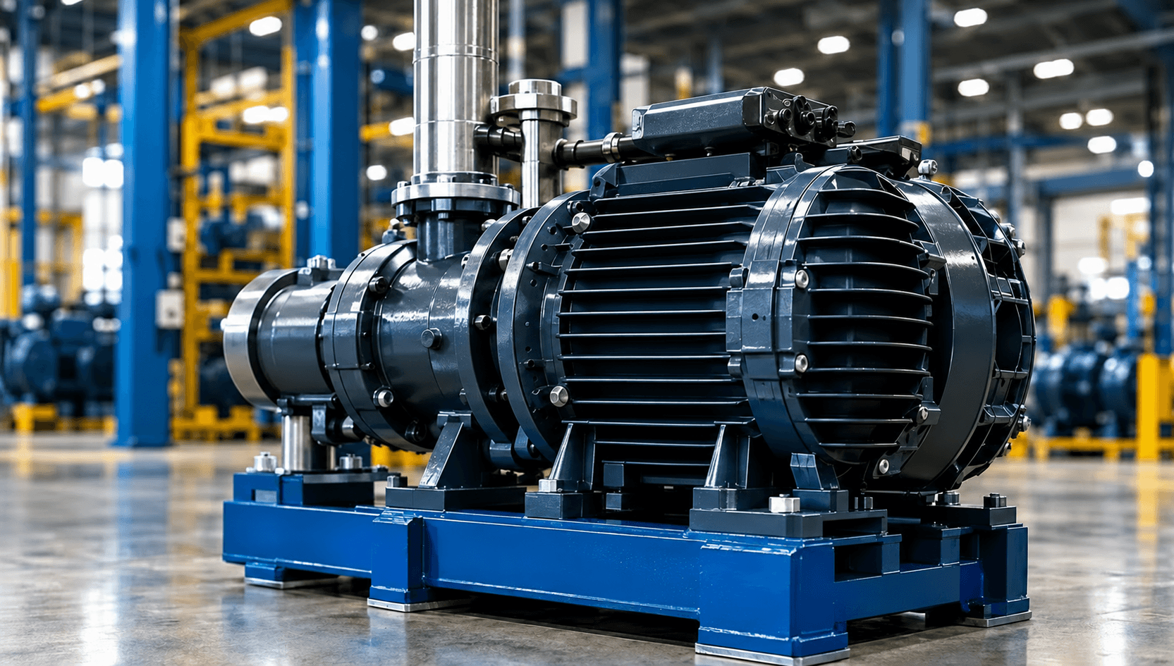 Industrial motor on a pallet in a warehouse